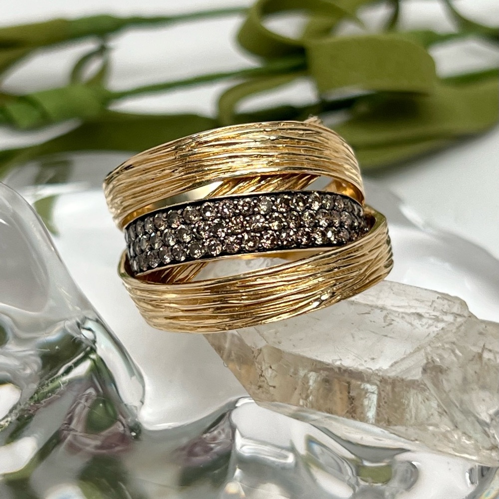 LeVian 14K Gold Chocolate Diamond Wide Band Ring LIMITED EDITION